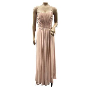 Wtoo By Watters‎ Chiffon Spaghetti Straps Bridesmaids Maxi Dress Blush Pink 10